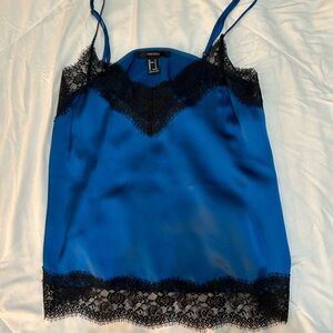 Blue Satin and lace camisole